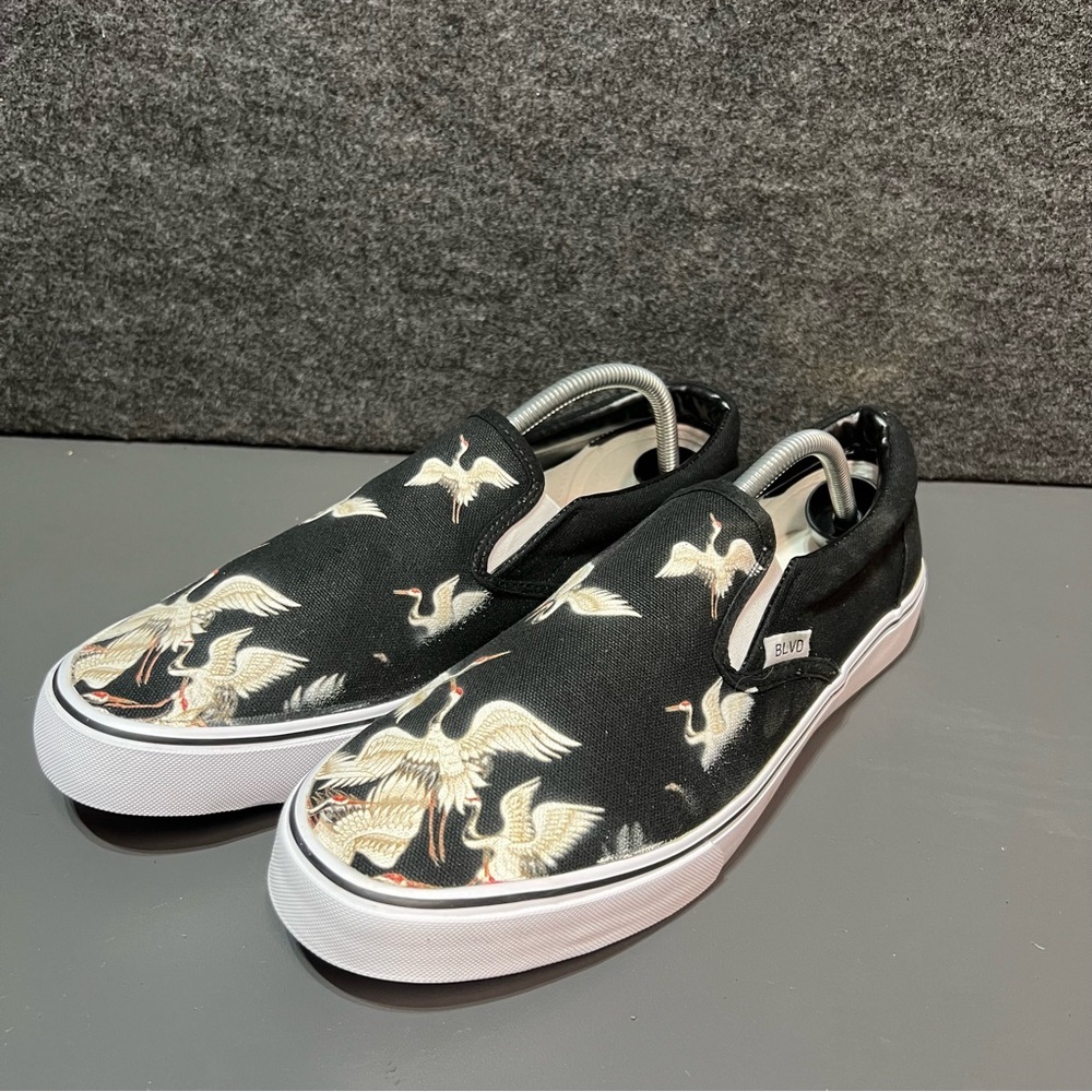 BLVD “Flying Crane” Men’s Custom Slip On Shoes Size 10.5